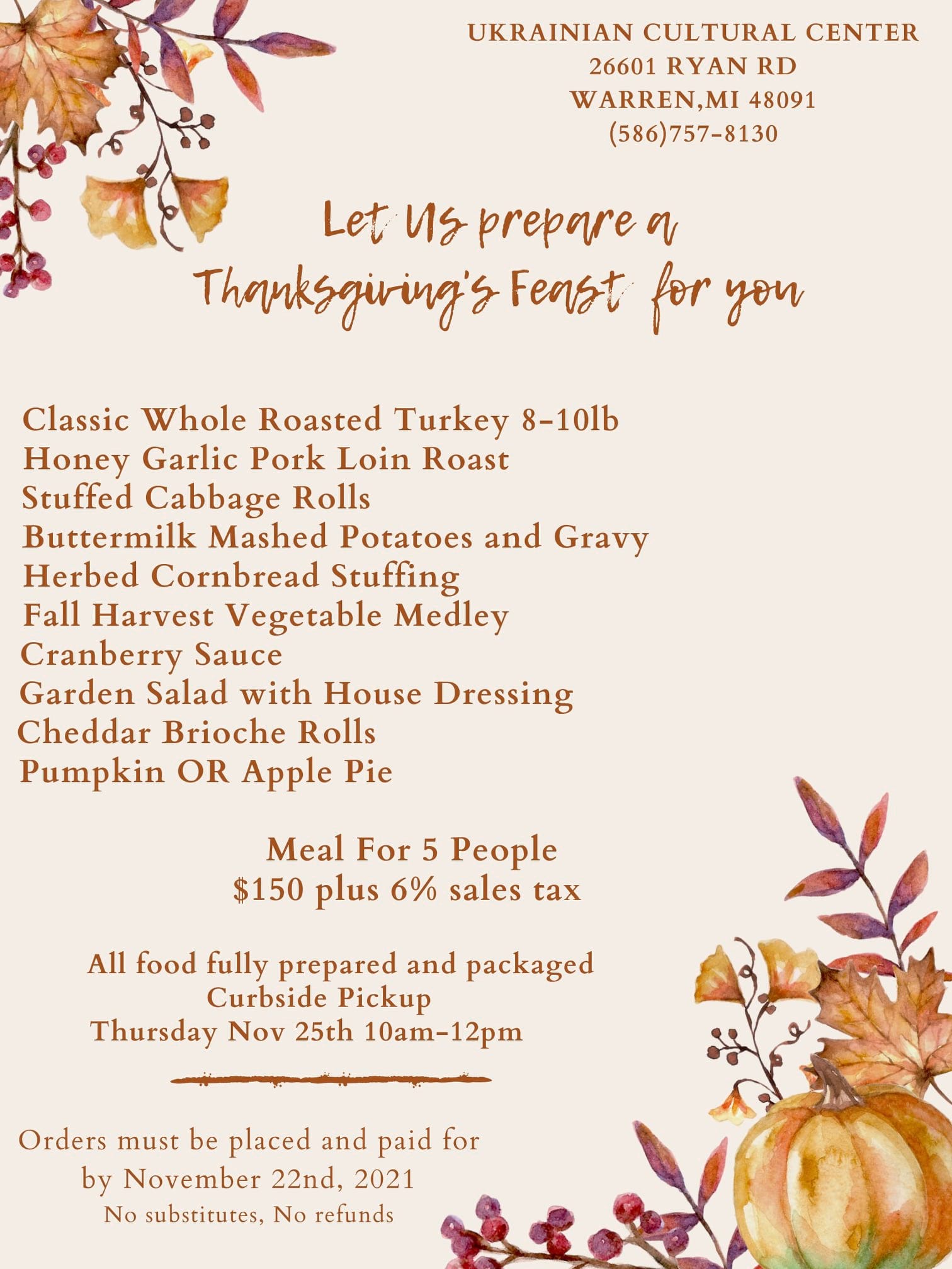 UCC Thanksgiving feast