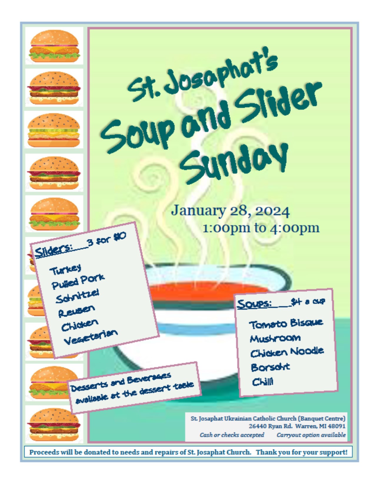 St. Josaphat's Soup and Slider Sunday