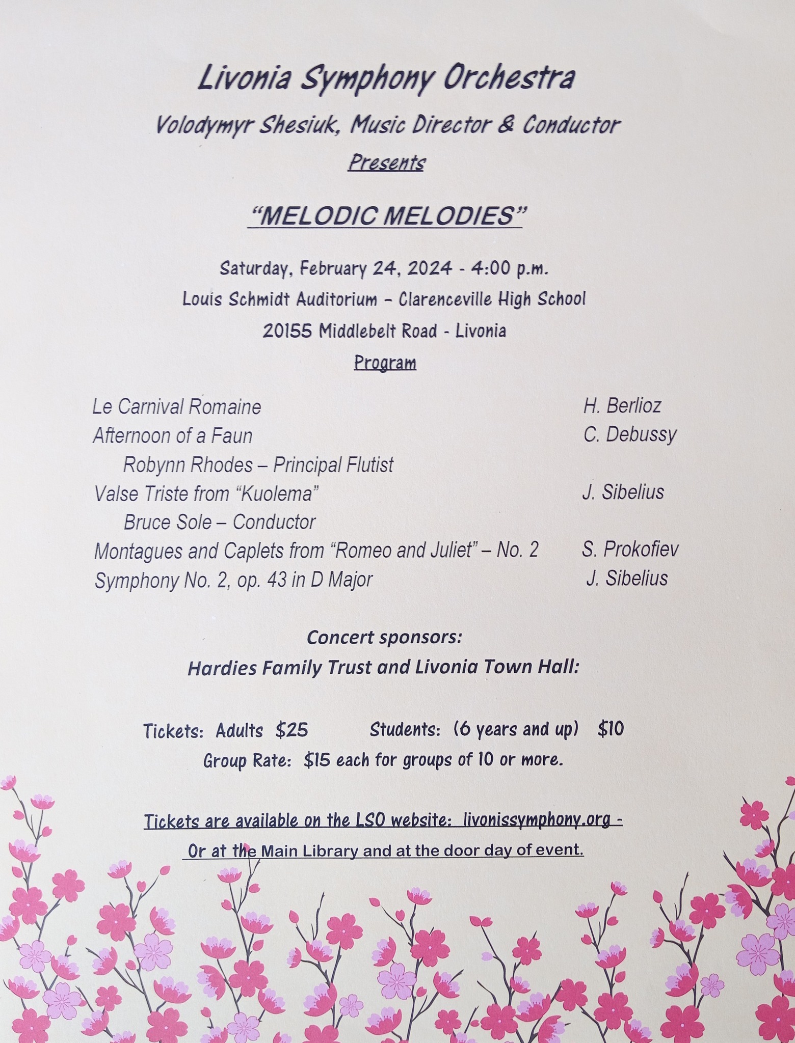 Livonia Symphony Orchestra "Melodic Melodies"