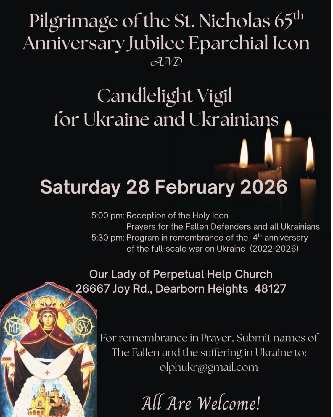 Candlelight Prayer Vigil and Program for the Fallen and Suffering of Ukraine