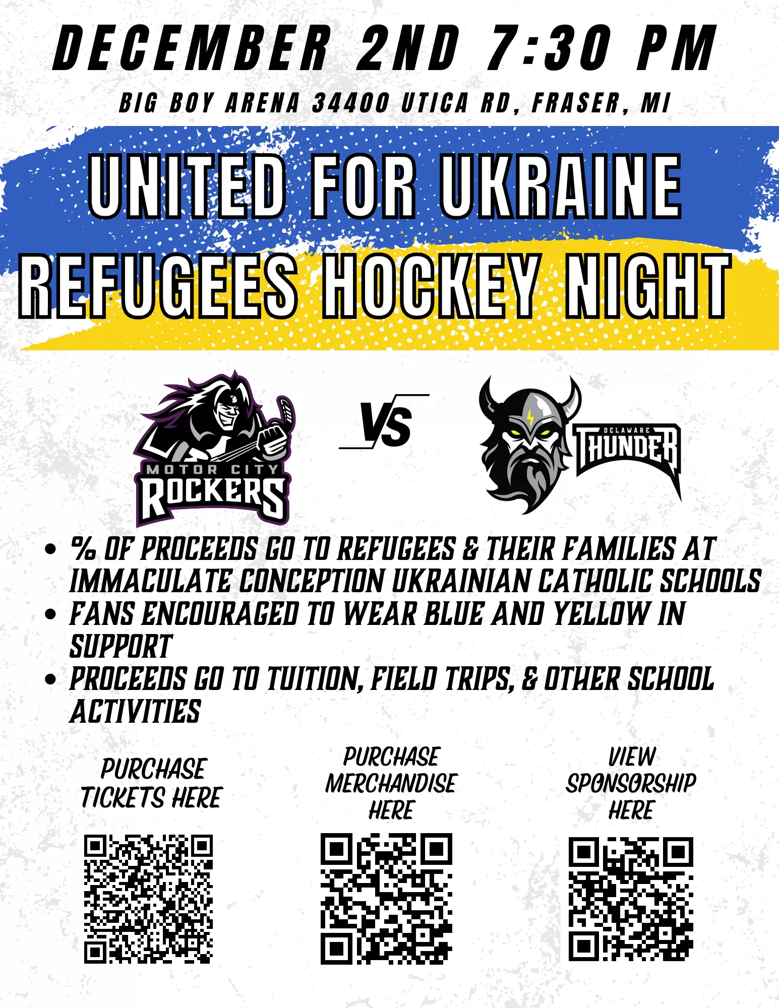 % of proceeds go to refugees & their families at Immaculate Conception Ukrainian Catholic School