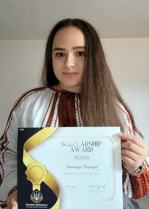 Zoriana Mayorchak winner of scholarship from USMFCU